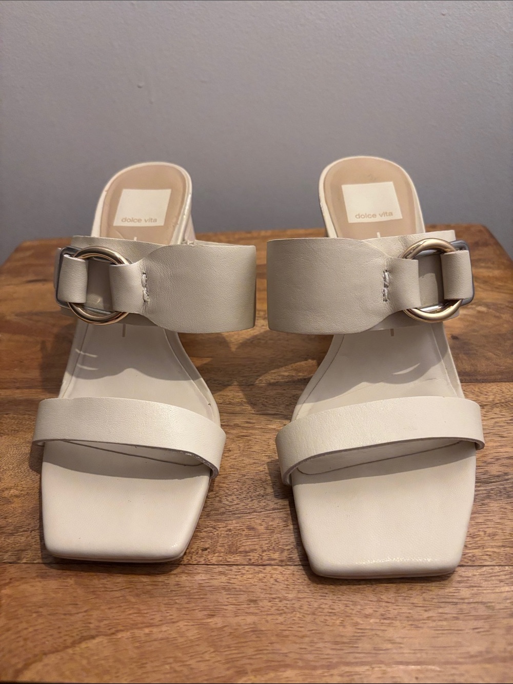 Dolce Vita Ivory Double-Strap Buckle Slide Mules